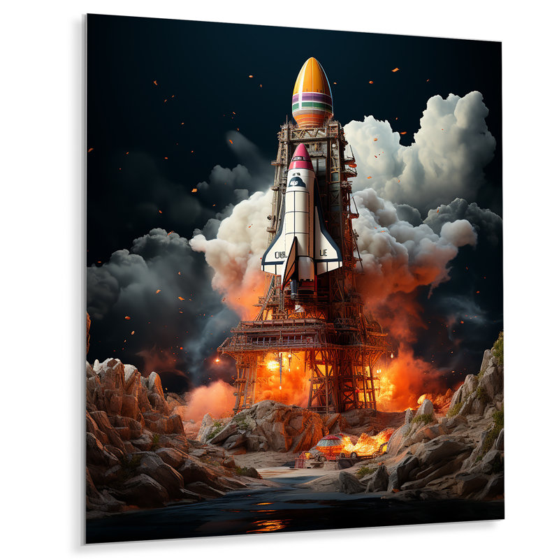 " Blastoff Space Shuttle Launch ", 40" H x 30" W x 1.5" D