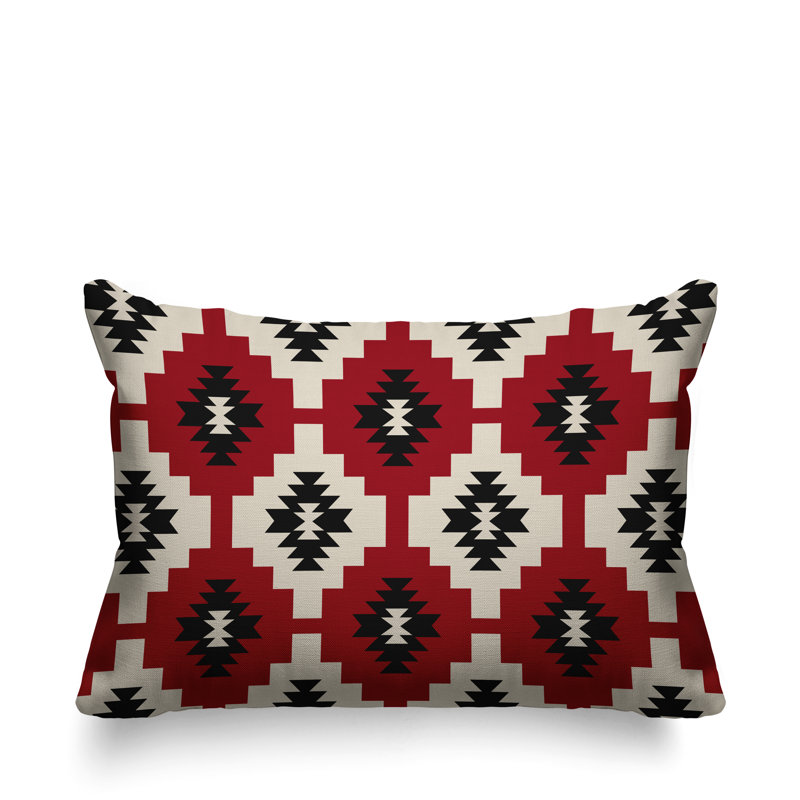 Coussin intérieur / extérieur Hinto Southwestern, Rouge, 14 po x 20 po, Rectangulaire