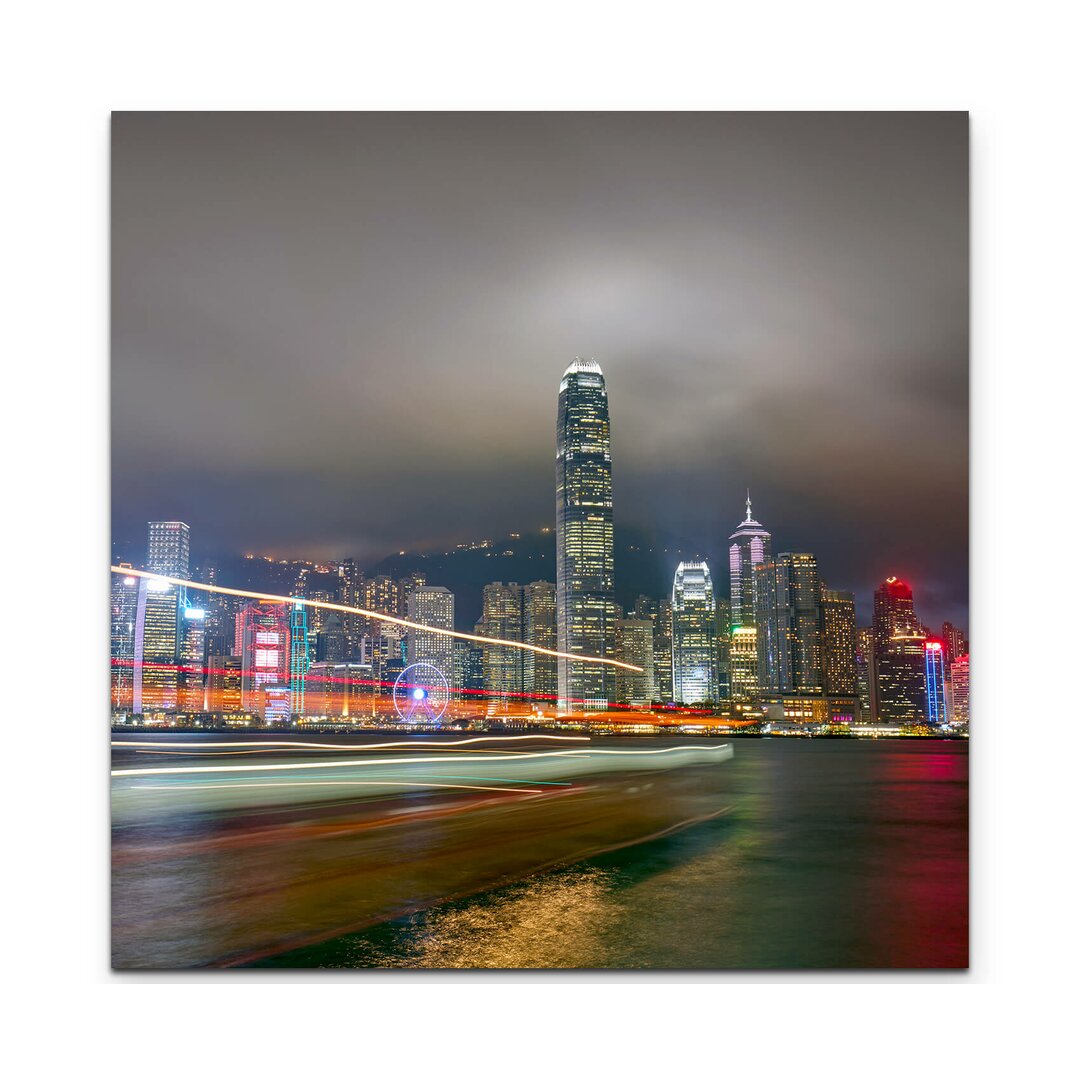 Leinwandbild Hong Kong Island bei Nacht