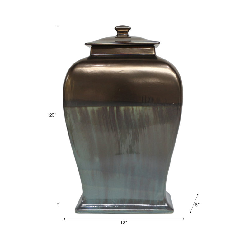 Townsend Handmade Stoneware Jar, 20" H x 8" W x 12" D, Bronze