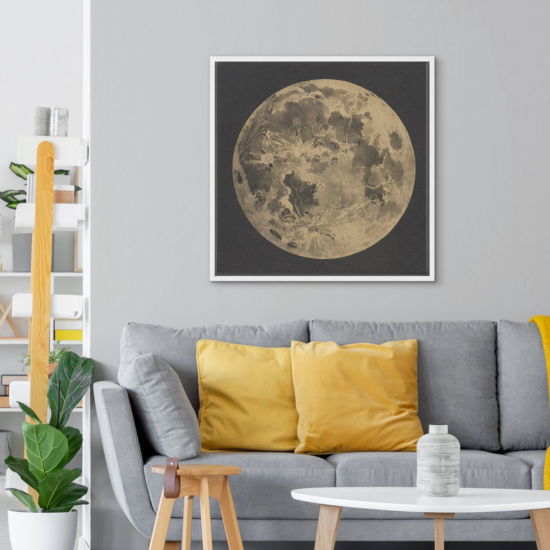 Full Moon, 16" H x 16" W, White Floater Frame