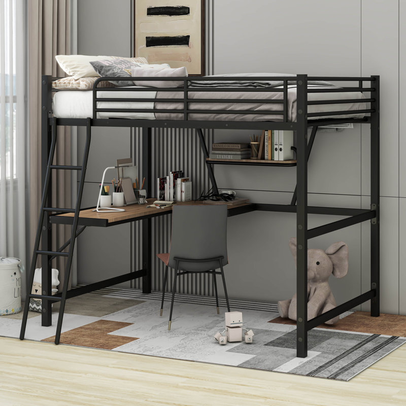 Lit mezzanine double Ainsworth, Double, Noir