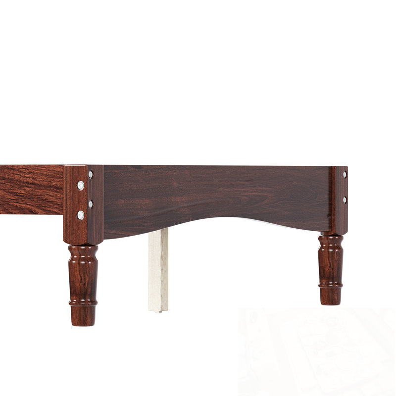 Lit plateforme simple en bois avec tête de lit en forme de gourde, Noyer
