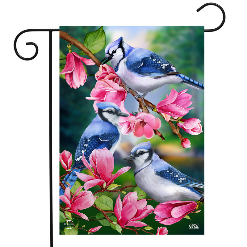 Drapeau de jardin bleu Jay Trio