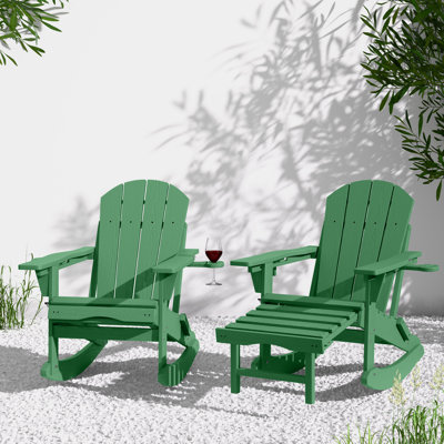 4-in-1 Multifunctional Folding Adirondack Rocking Chair with Retractable Ottoman(Set Of 4)