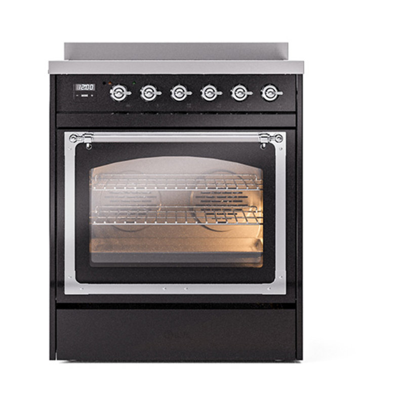 ILVE Nostalgie II Noblesse 30 in Induction Range, Glossy Black/Chrome