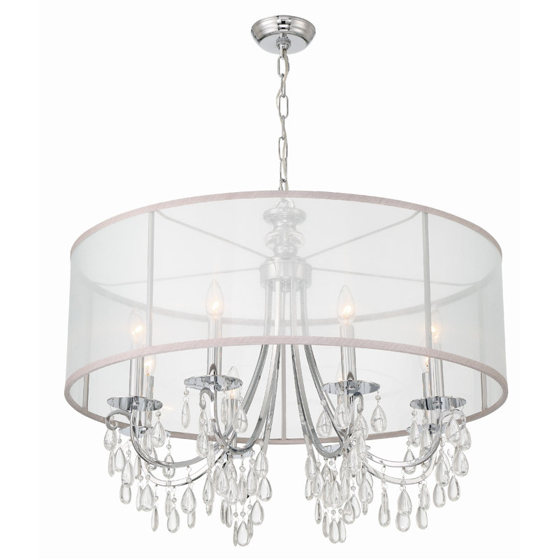 Walser 8 - Light Shaded Drum Chandelier with Crystal Accents, Polished Chrome
