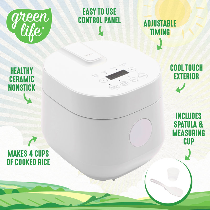 GreenLife Electrics Rice Cooker, White