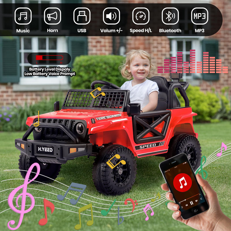 JooliH Battery Powered Ride On with Remote Control, Red