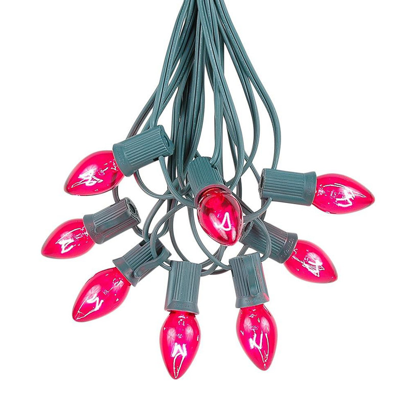 Lampe de noël 25 lumières de chaîne, Rose, 100, 120"