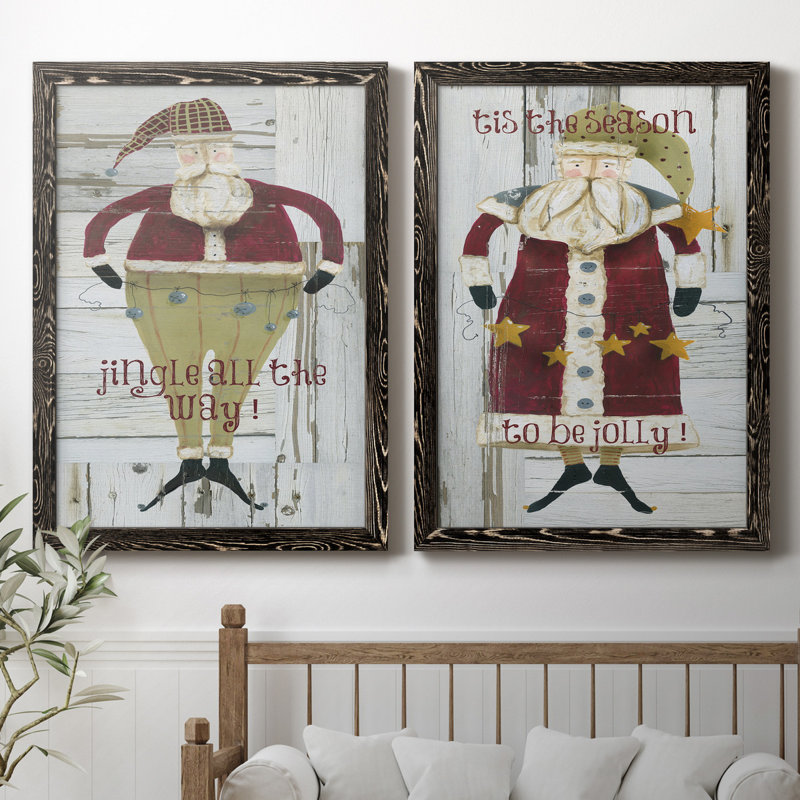 Jingle Santa - ensemble de 2 reproductions, H 31,5 po x l 47 po x P 1,5 po, Pas de tapis, H 31,5 po x l 47 po x P 1,5 po
