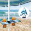 Parasol portatif 6 pi avec table, ancre sable, bleu foncé