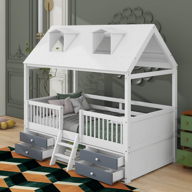 Lit en bois, Simple, Blanc