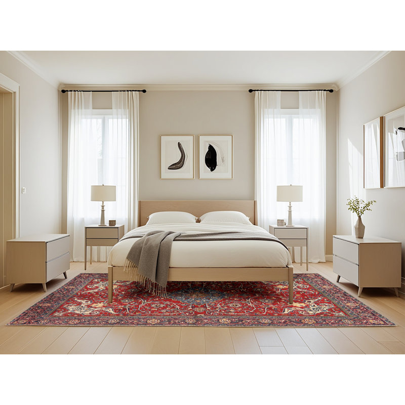 Tapis oriental rouge / rose Zak, Rectangle 5 pi x 8 pi