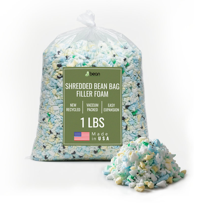 Shredded Foam Filling Made from Recycled Materials – Long Lasting Shredded Bean Bag Filler Foam, 6" H x 6" W x 6" D
