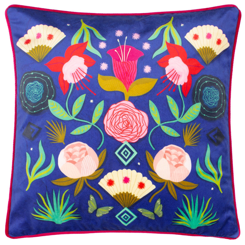 Fiesta Folk Beni Floral Blue Square Scatter Cushion