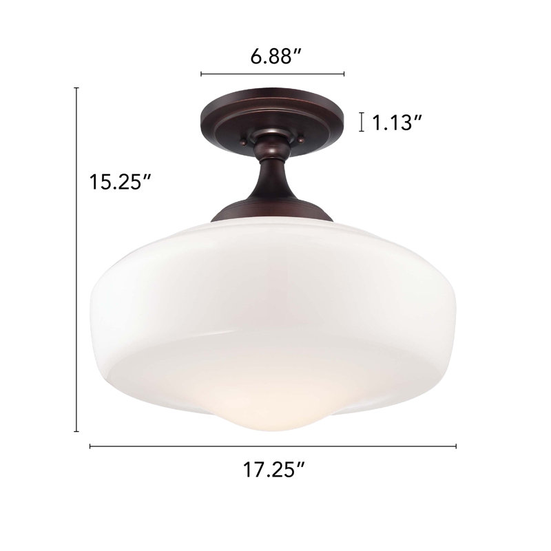 Belby Glass Semi Flush Mount, Brushed Bronze