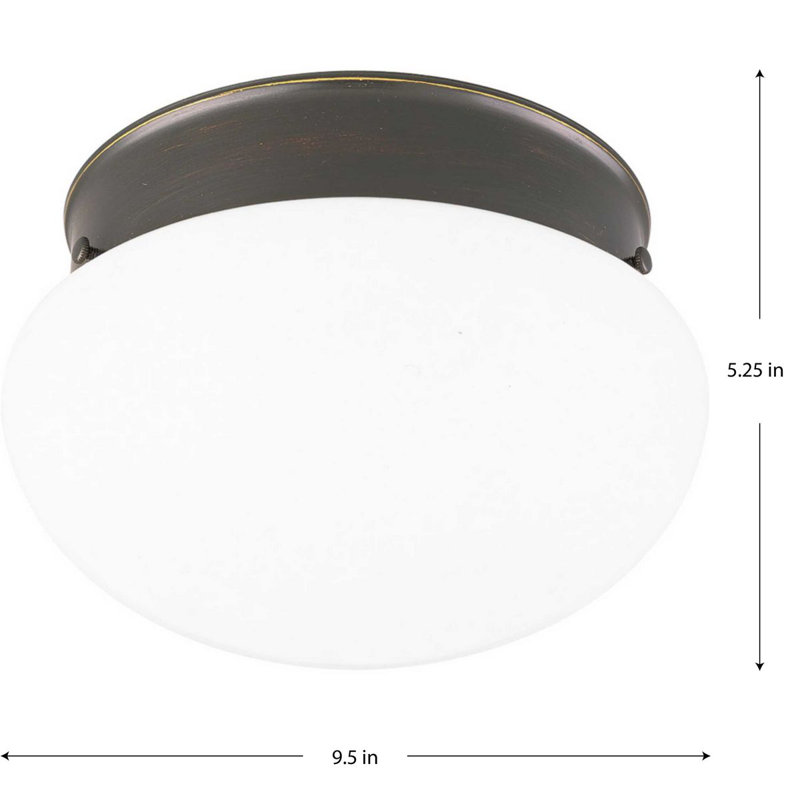 Hucksley Glass Flush Mount, Antique Bronze, 5.25" H  x 9.5" Diameter