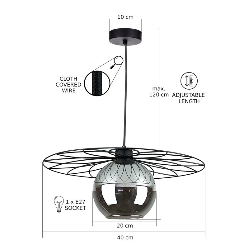 Annastaziah 1 - Light Matte Black Single Pendant, Black
