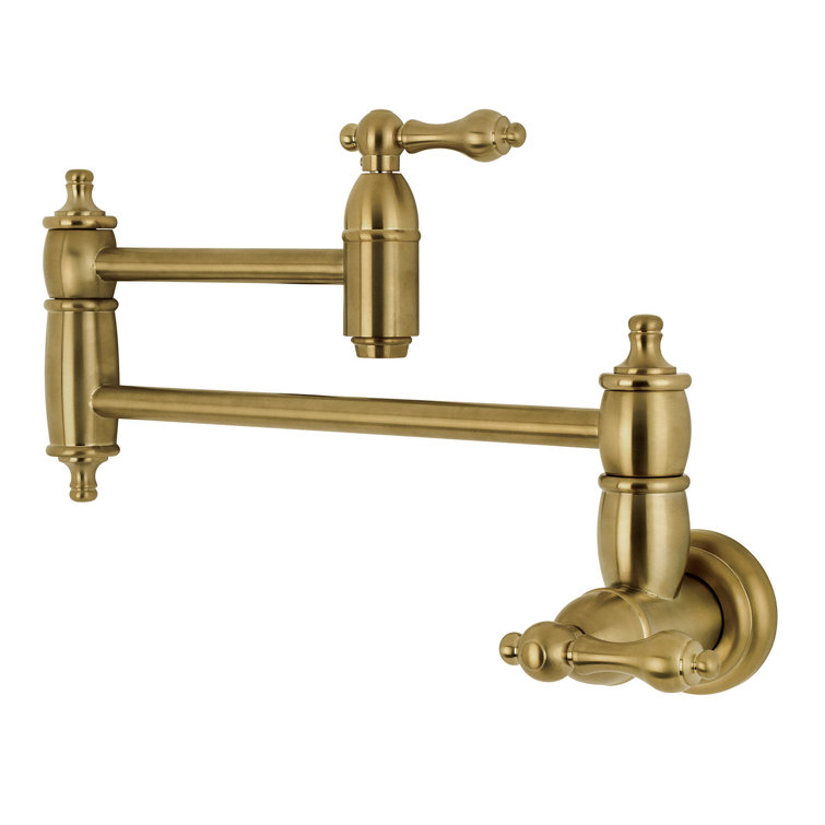 Kingston Brass Restoration Two-Handle 1-Hole Wall Mount Pot Filler Faucet