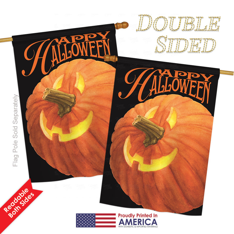 Drapeau de jardin / maison en polyester Jack-o-Lantern, H 40 po x l 28 po
