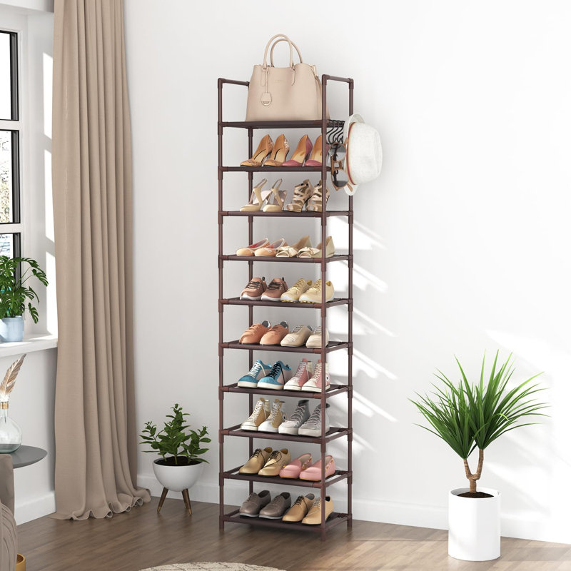 10-tier Tall Shoe Rack Holds 20–25 Pairs Brown