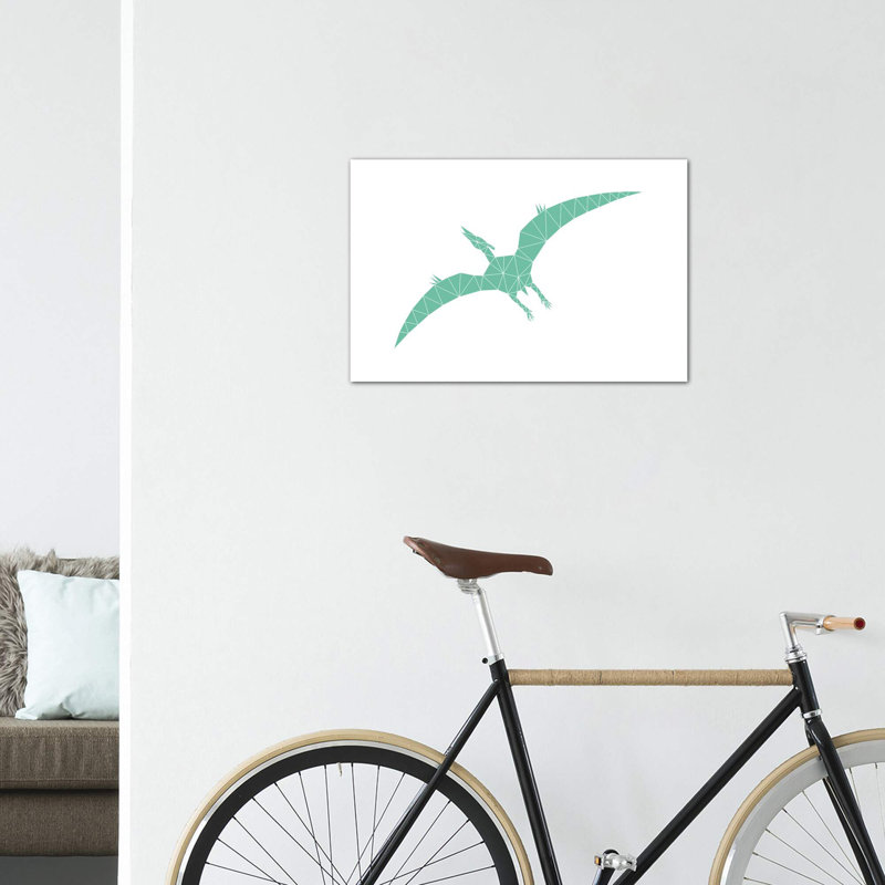 Geometric Dino Pterodactylus - impression d'art graphique, H 18 po x l 26 po x P 1,5 po, Toile tendue