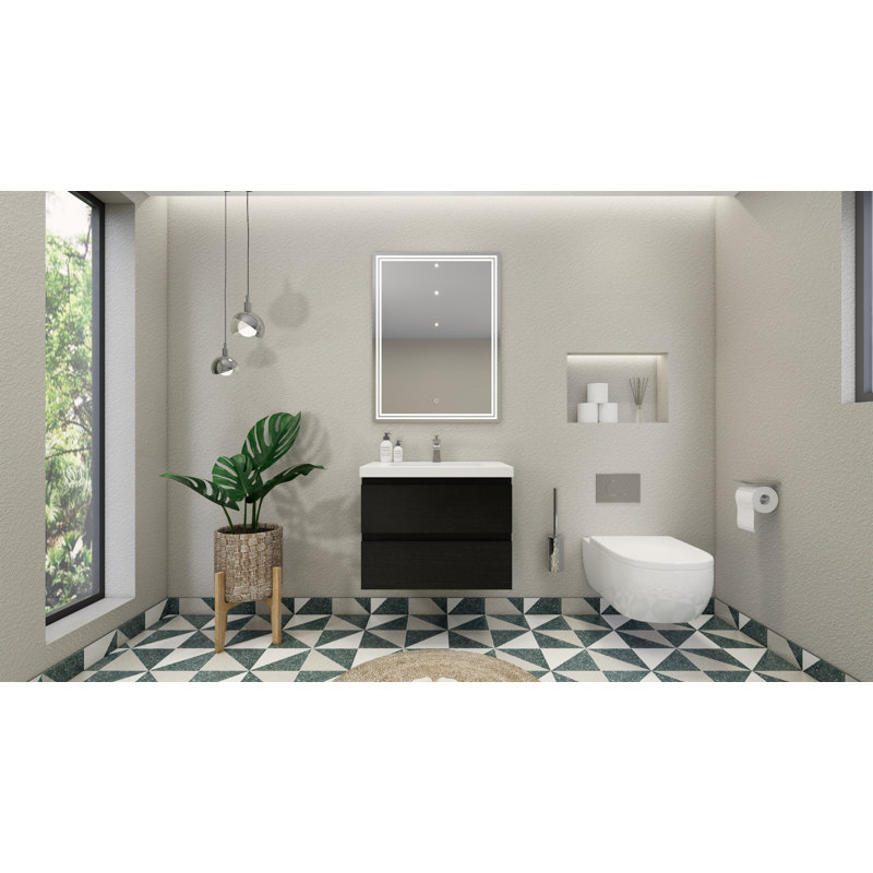 Ensemble de meuble-lavabo simple monté 30 po Cavaliere, Noir riche