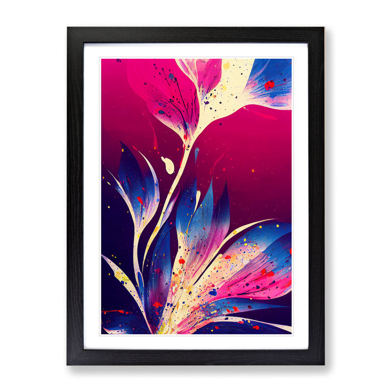 Paint Splat Flower No.1 Abstract - Framed Print, Black Framed, 34cm H x 25cm W x 2cm D