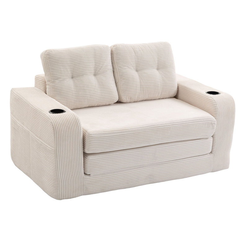 Canapé-lit convertible avec velours côtelé de qualité supérieure, mousse à mémoire de forme confortable et conception pratique 2-en-1 pour les petits espaces