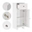 Armoire de rangement pour salle de bain courte, organisateur d'armoire avec 1 tiroir et tablette réglable pour le salon, blanc