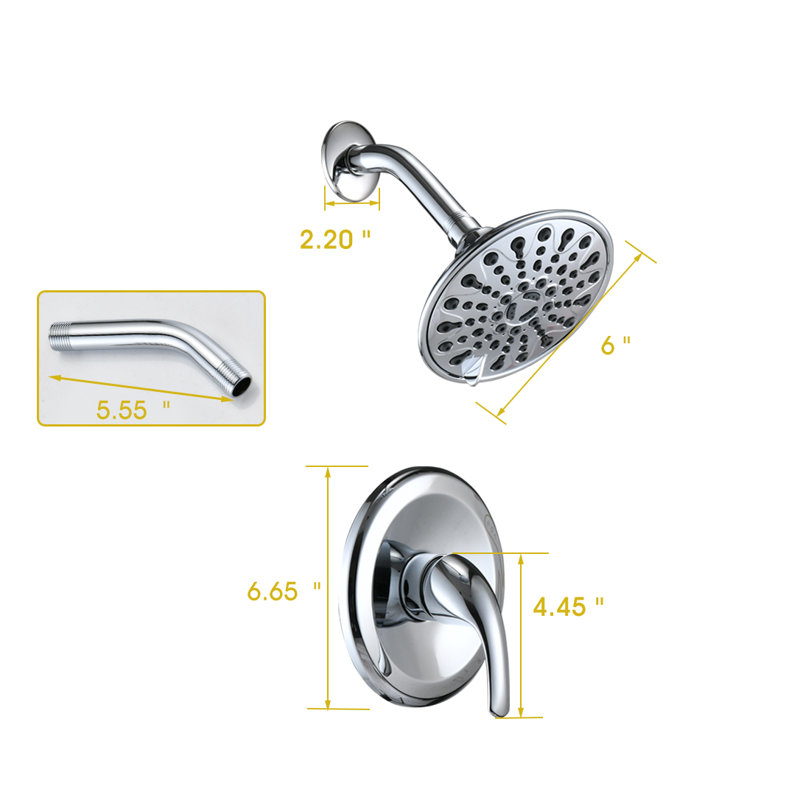 Robinet de douche avec valve brute, Chrome