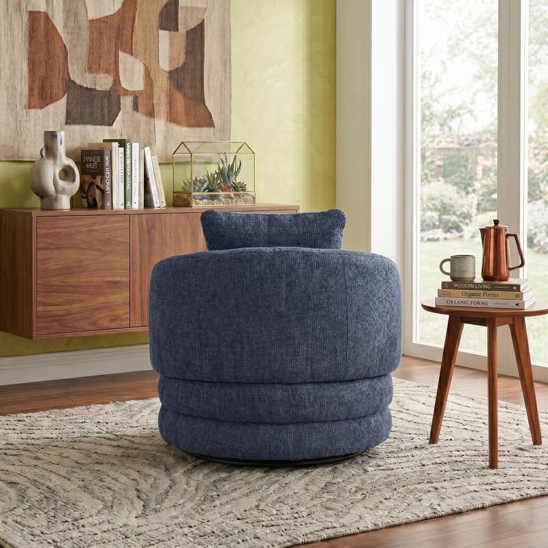 Comfortable 360-Degree Rotating Barrel-Shaped Sofa Chair, Blue