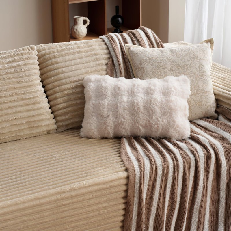 104" Cloud Sectional Couch With L-Shape Chaise, Beige Corduroy