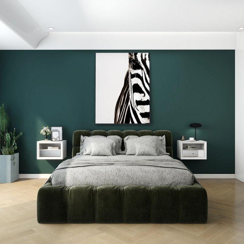 Modern Floating Bedroom Nightstand with Storage Drawer and Open Shelf