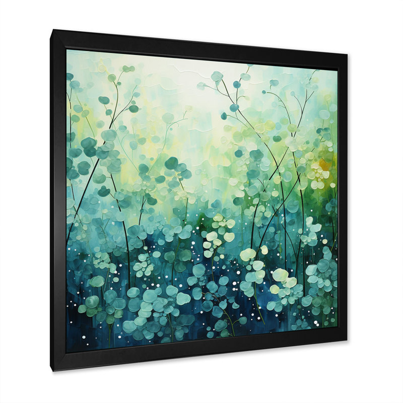 Misty Meadow I - Abstract Landscape Wall Art Living Room, Cadre photo noir, H 16 po x l 16 po x P 1 po