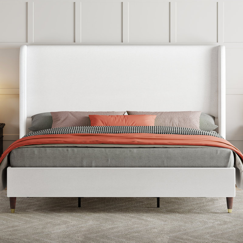 Cameren Upholstered Platform Bed, Queen, White