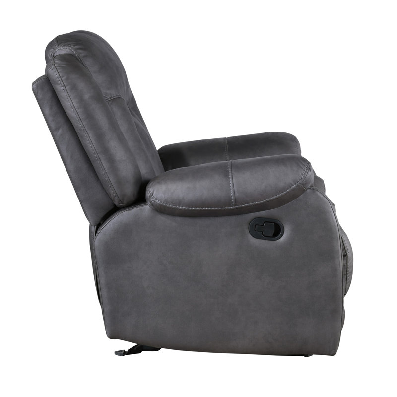 Fauteuil inclinable Olaf, similicuir moelleux, Gris, Manuel - Bouton-poussoir