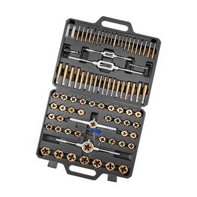 Tap and Die Set, 86-Piece Metric and SAE Sizes M3 to M12, #4 to 5/8", with Coarse and Fine Thread Taps and Dies, Wrench, Carrying Case and Complete Accessories, for Threading and Rethreading