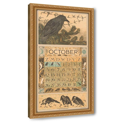Kalenderblad oktober met kraai (1912)