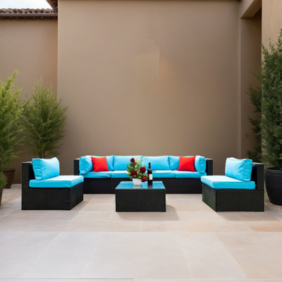 Ensemble de canapé modulaire en rotin pour l'extérieur 5 pièces pour jardin, cour et balcon
