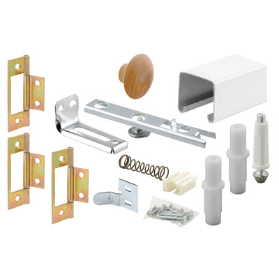 Ensemble de rails de porte de placard pliant Prime-Line, convient aux ouvertures de 36 po, rail en acier profilé au fini blanc peint (ensemble de 2 panneaux)