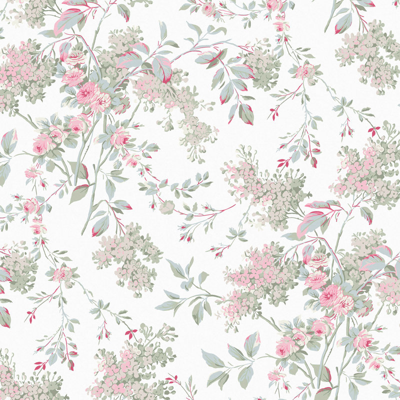 by Rachel Ashwell Chelsea Floral 10m x 52cm Wallpaper Roll, White