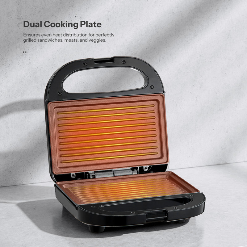 The Ultimate Quick & Versatile Sandwich Maker: Nonstick Panini Press for Breakfast, Grilled Cheese, Steak - Easy Clean, Space-Saving, Indicator Light