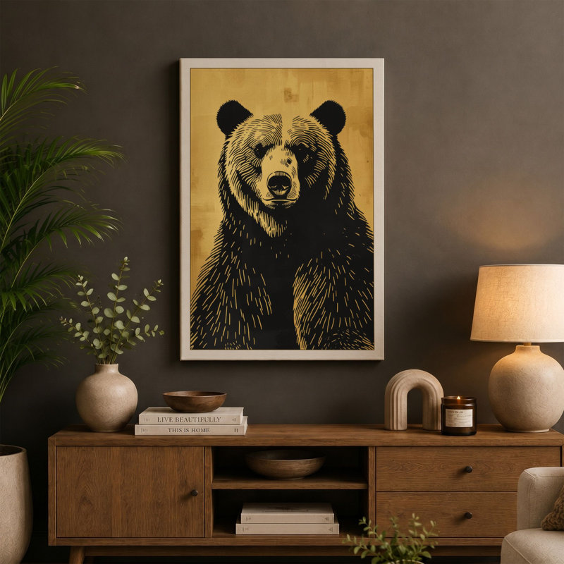 Bear's Gaze Rustic - Wrapped Canvas, 24x16 - 61.0 x 40.6 cm, Black Border