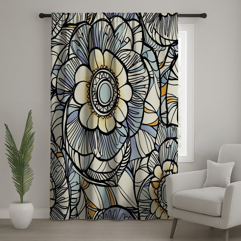 Rideaux à motif floral et voilages à motif floral - 1 panneau, Blocage, 50 po x 80 po - 1 panneau