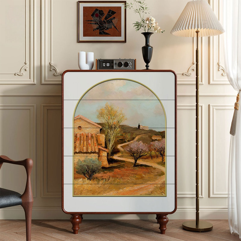 Commode française rétro avec peinture à l'huile