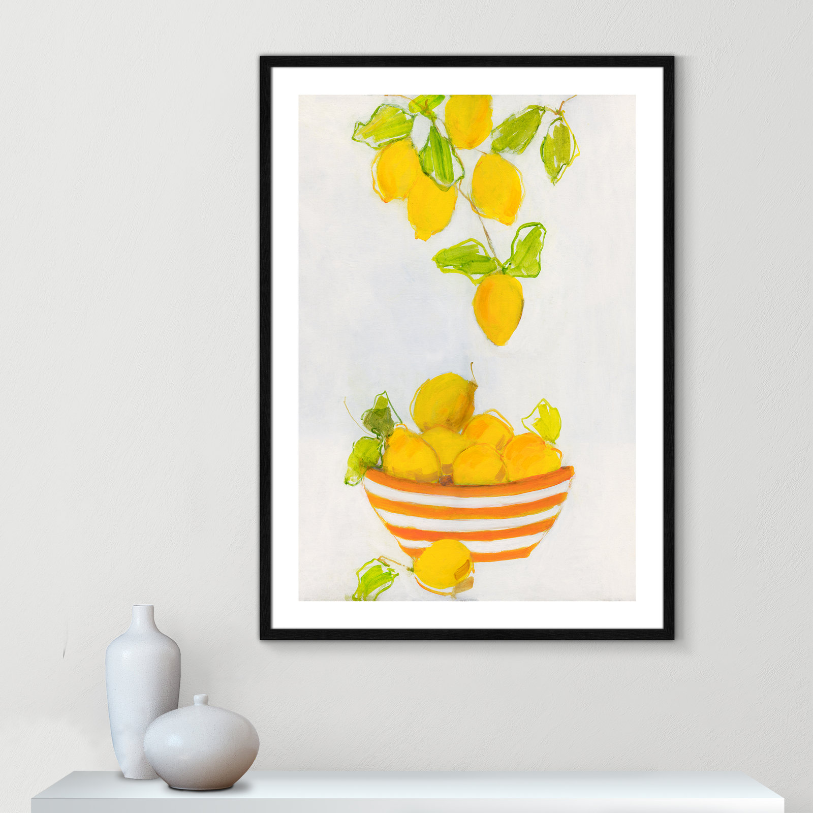 Lemonlicious by Sally Swatland - Painting Print, Black Wood Framed Paper, 41.5" H x 29.5" W x 0.75" D