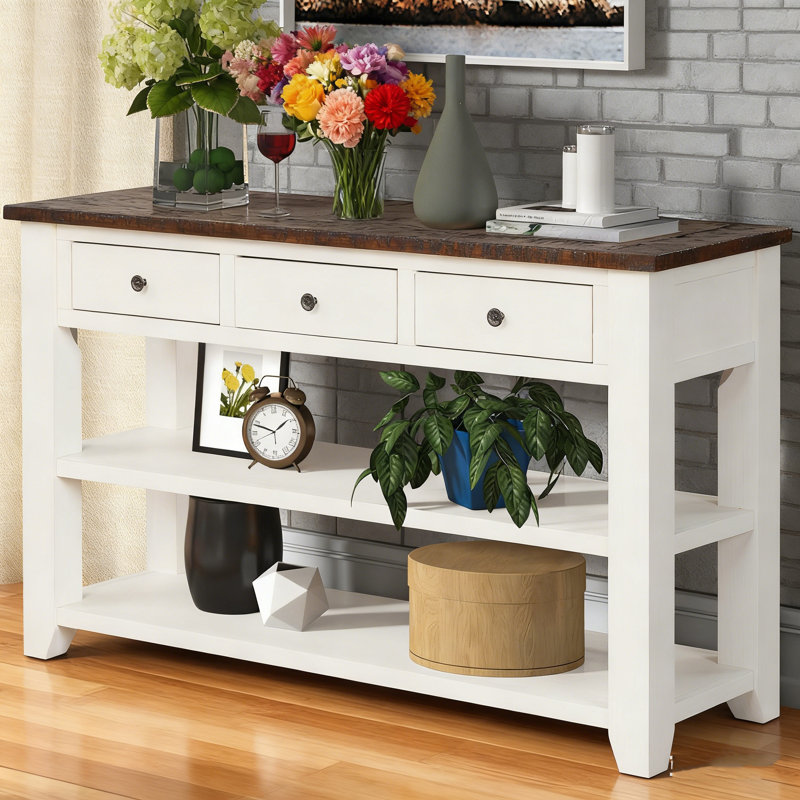 Console Cabras, Bois espresso, Antique White, H 30 po x l 50 po x P 16 po