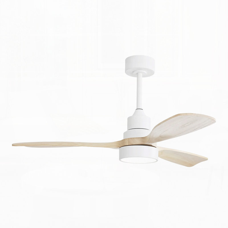 Ventilateur de plafond en bois massif de 48 pouces avec lumière à intensité variable et moteur à courant continu réversible à 6 vitesses
